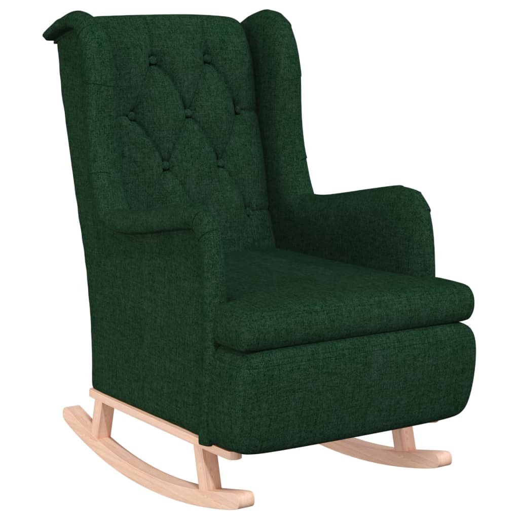 Fauteuil avec pieds à bascule et tabouret Vert foncé Tissu - XIOS
