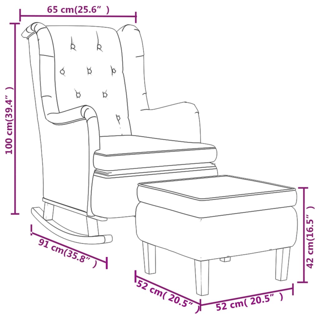Fauteuil avec pieds à bascule et tabouret Vert foncé Tissu - XIOS