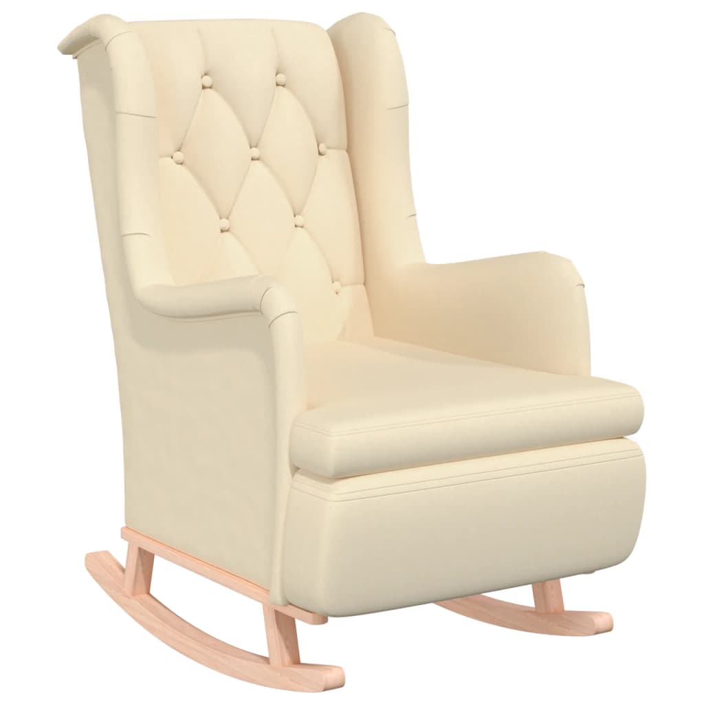 Fauteuil avec pieds à bascule et tabouret Crème Tissu - XIOS