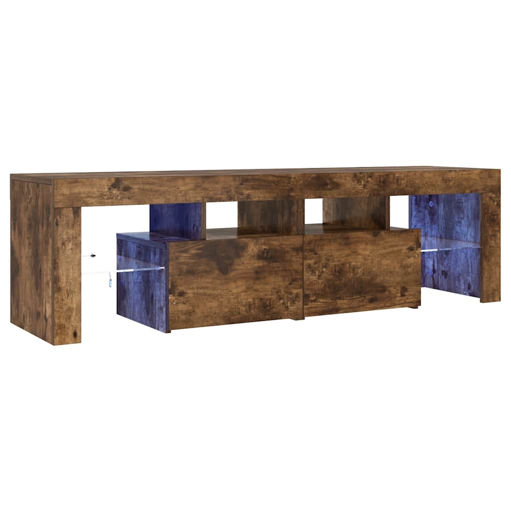 Meuble TV avec lumières LED Chêne fumé 140x36,5x40 cm - XIOS
