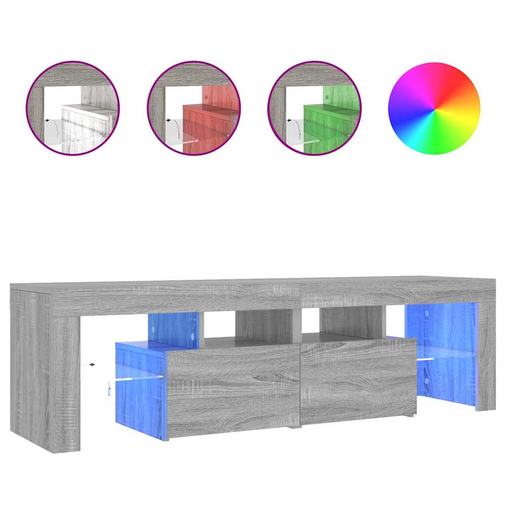 Meuble TV avec lumières LED Sonoma gris 140x36,5x40 cm