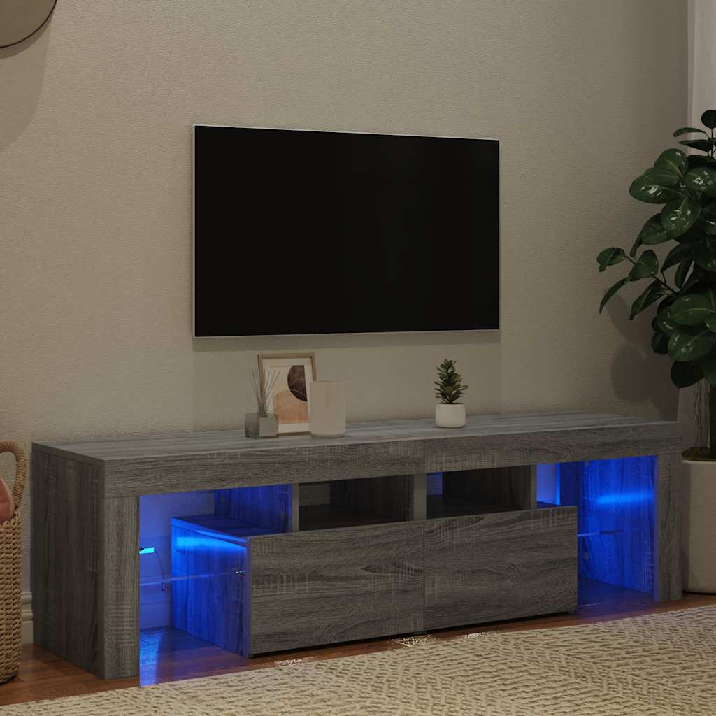 Meuble TV avec lumières LED Sonoma gris 140x36,5x40 cm