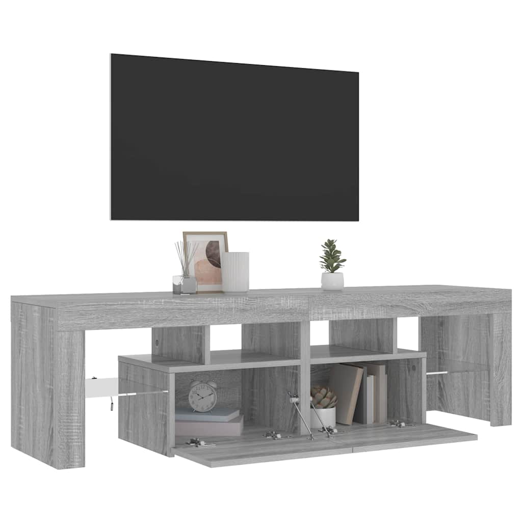 Meuble TV avec lumières LED Sonoma gris 140x36,5x40 cm