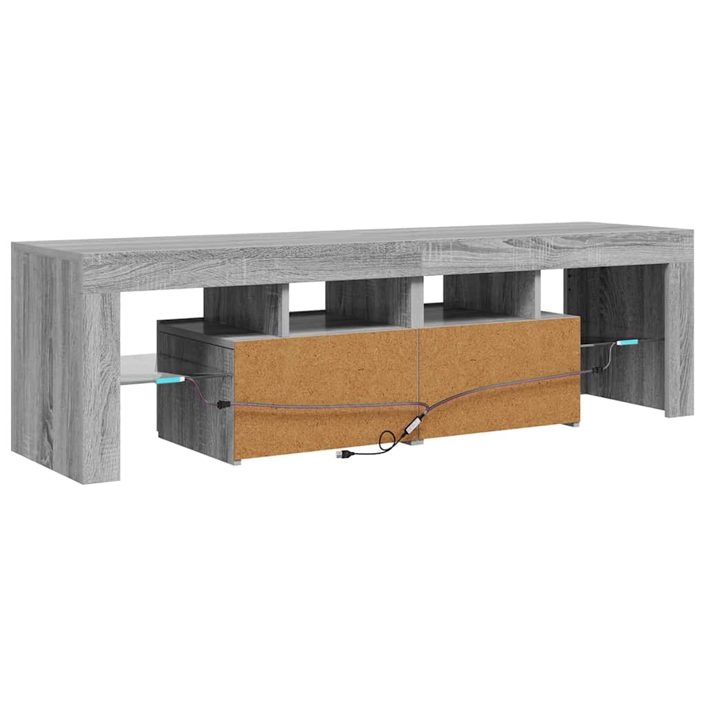 Meuble TV avec lumières LED Sonoma gris 140x36,5x40 cm