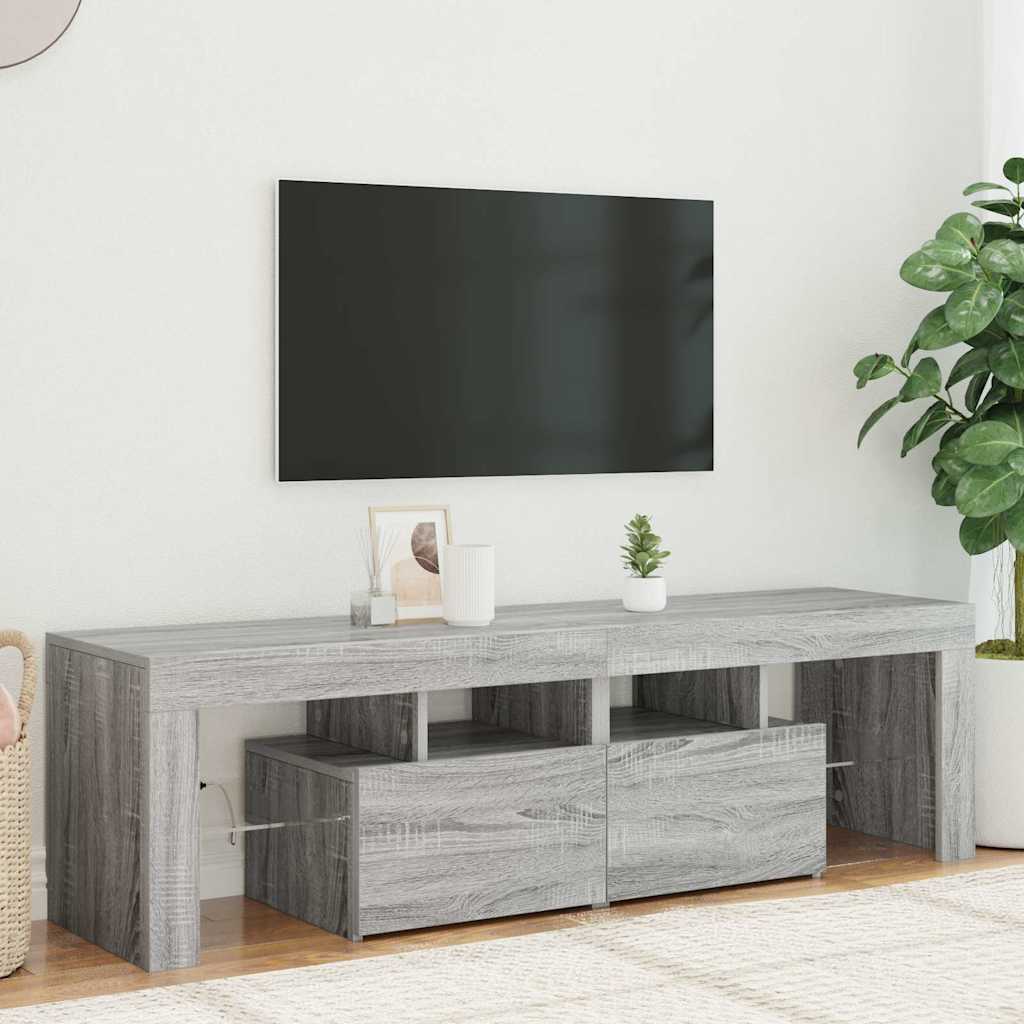 Meuble TV avec lumières LED Sonoma gris 140x36,5x40 cm - XIOS