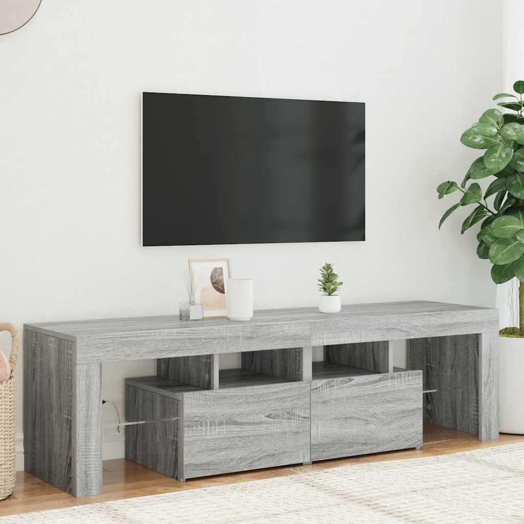 Meuble TV avec lumières LED Sonoma gris 140x36,5x40 cm