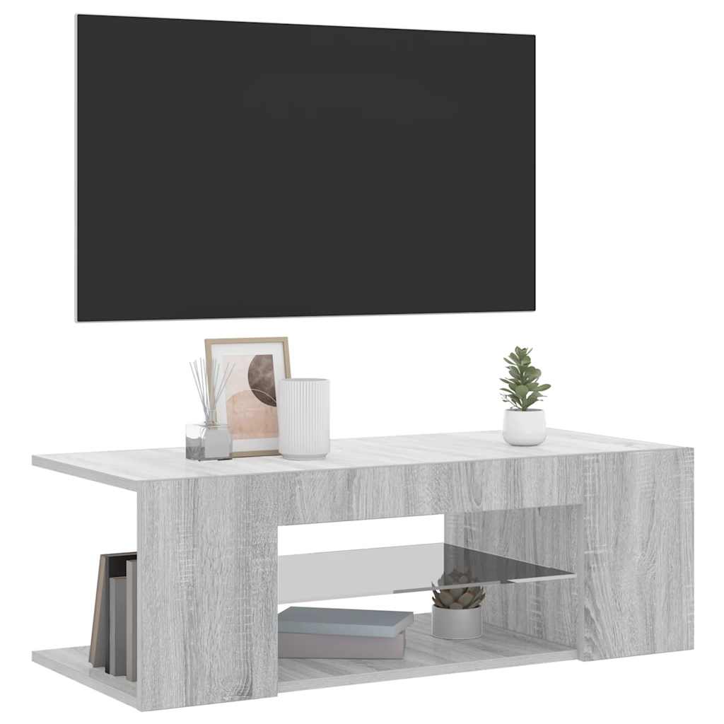 Meuble TV avec lumières LED Sonoma gris 90x39x30 cm - XIOS