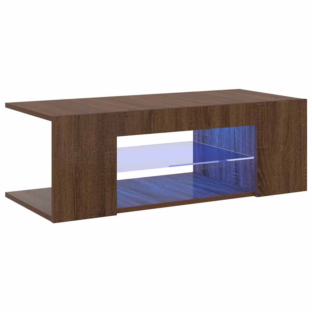 Meuble TV avec lumières LED Chêne marron 90x39x30 cm - XIOS