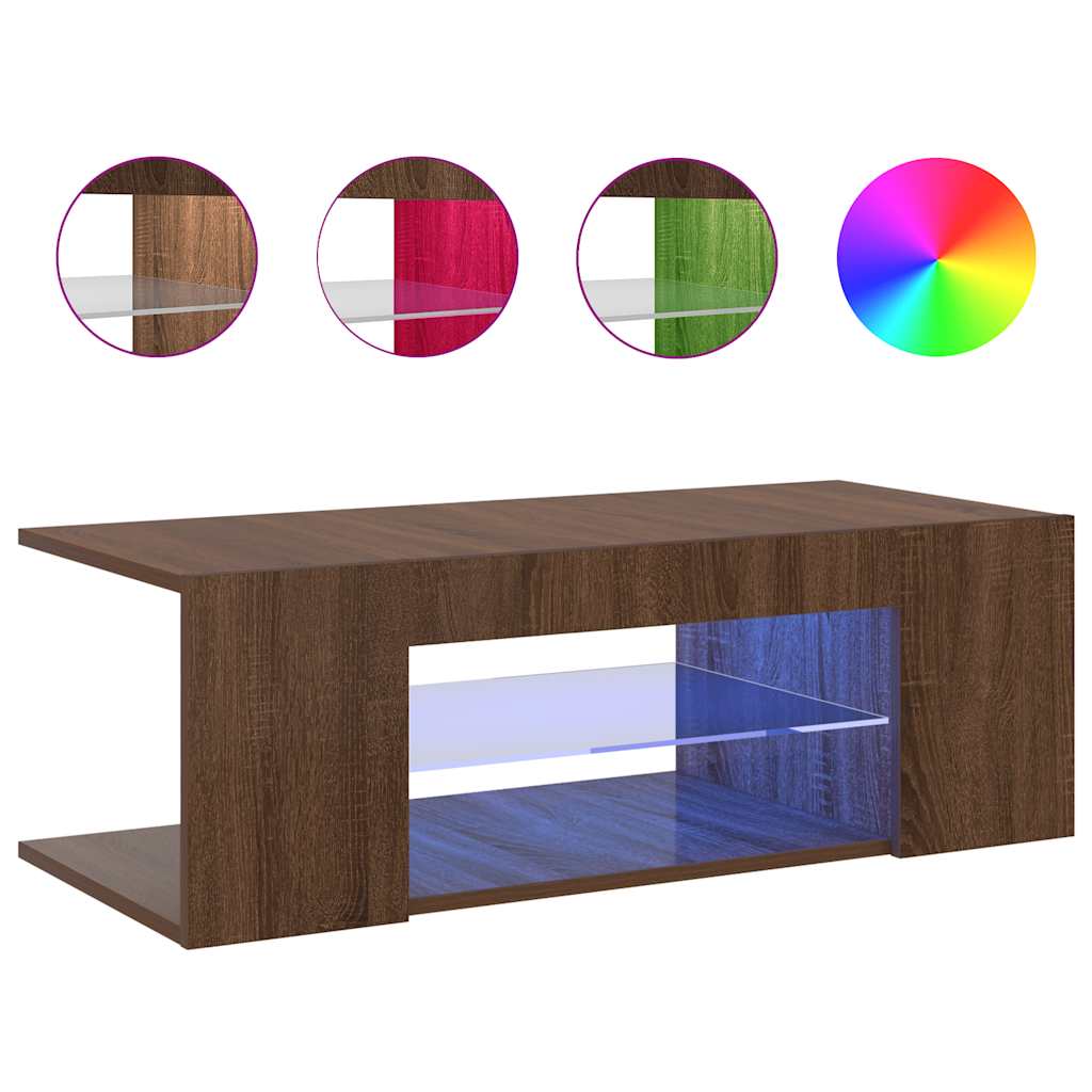 Meuble TV avec lumières LED Chêne marron 90x39x30 cm - XIOS