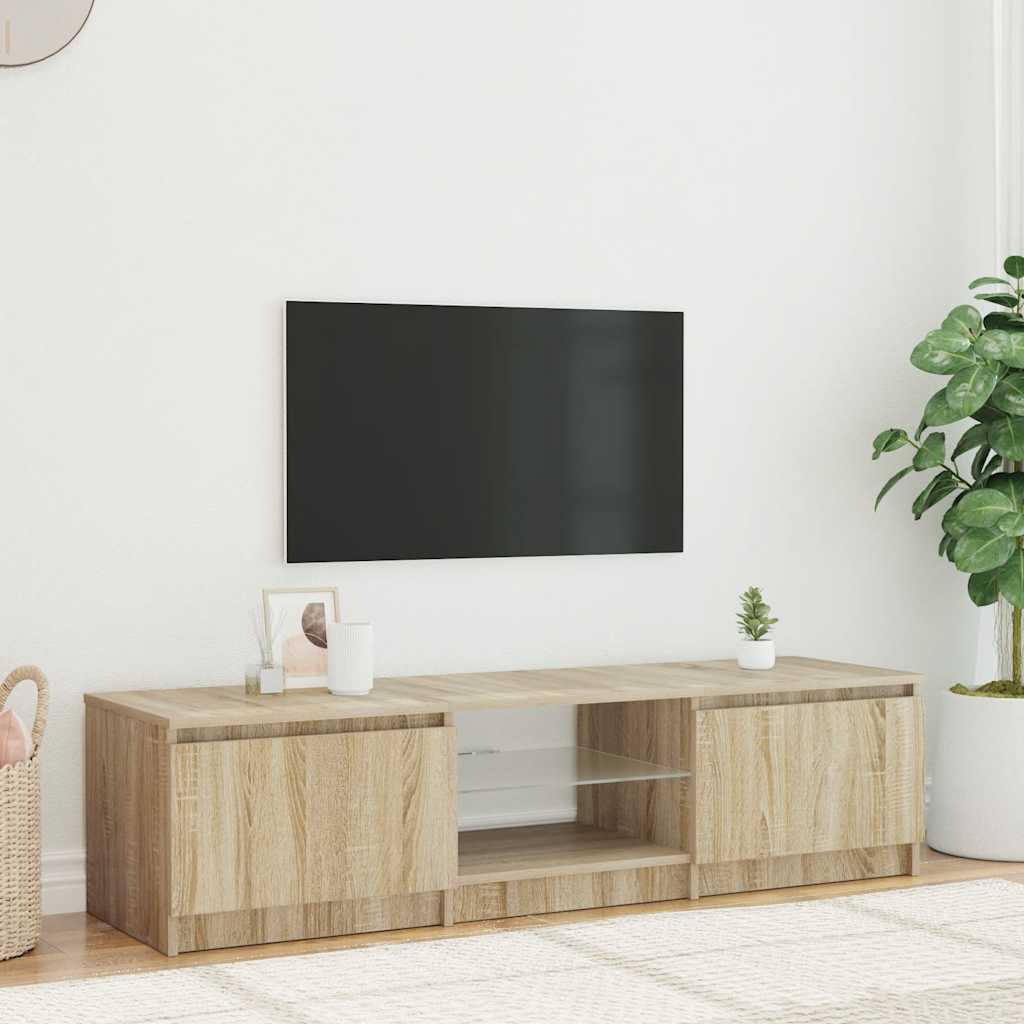 Meuble TV avec lumières LED Chêne fumé 140x40x36 cm - XIOS