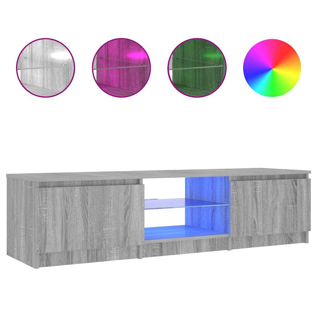 Meuble TV avec lumières LED Sonoma gris 140x40x36 cm
