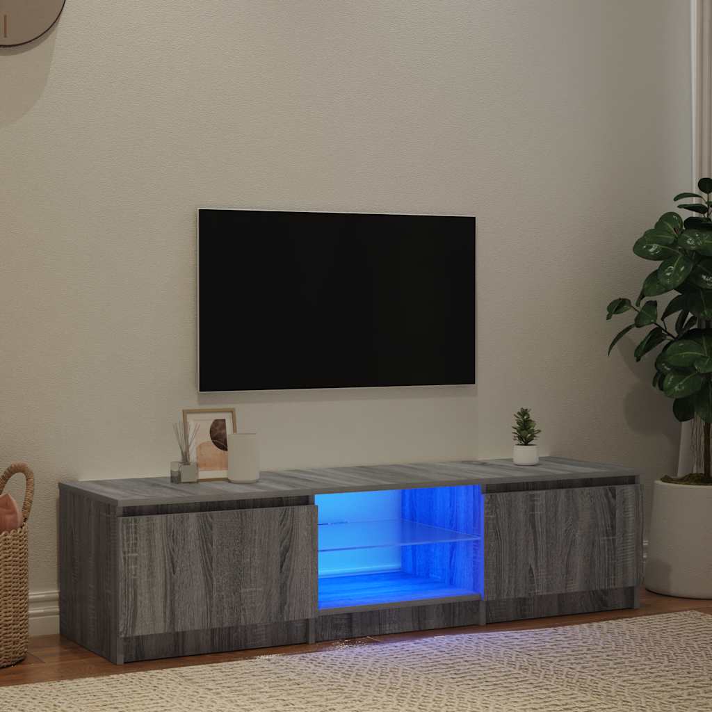 Meuble TV avec lumières LED Sonoma gris 140x40x36 cm