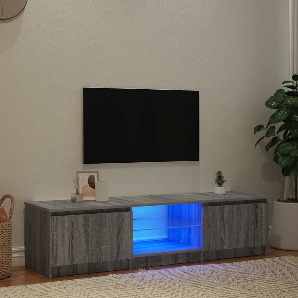 Meuble TV avec lumières LED Sonoma gris 140x40x36 cm