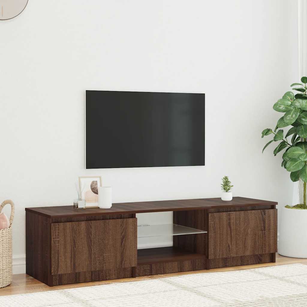 Meuble TV avec lumières LED Chêne marron 140x40x36 cm - XIOS