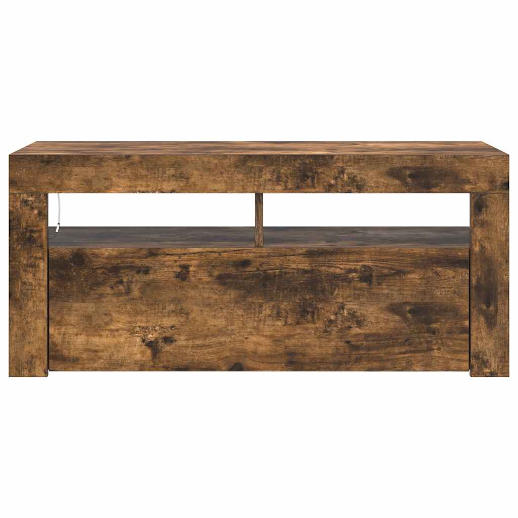 Meuble TV avec lumières LED Chêne fumé 90x35x40 cm - XIOS