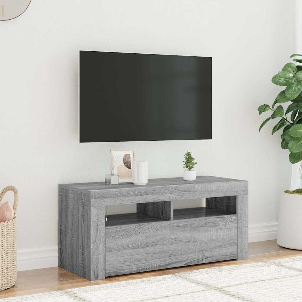 Meuble TV avec lumières LED Sonoma gris 90x35x40 cm - XIOS
