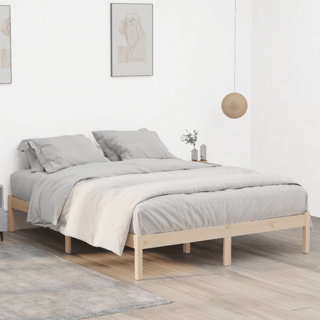 Cadre de lit sans matelas 152x203 cm bois massif de pin - XIOS