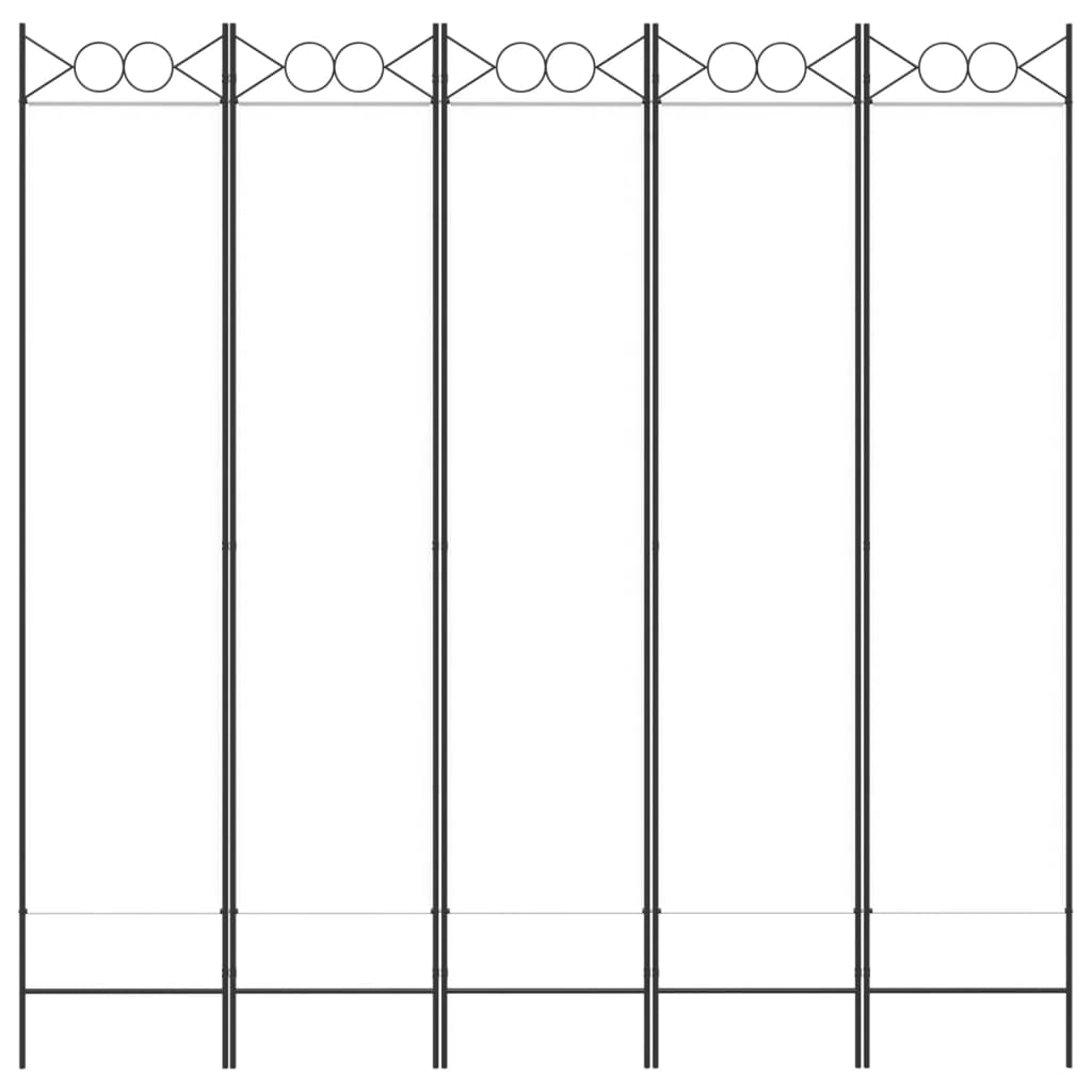 Cloison de séparation 5 panneaux Blanc 200x200 cm Tissu - XIOS