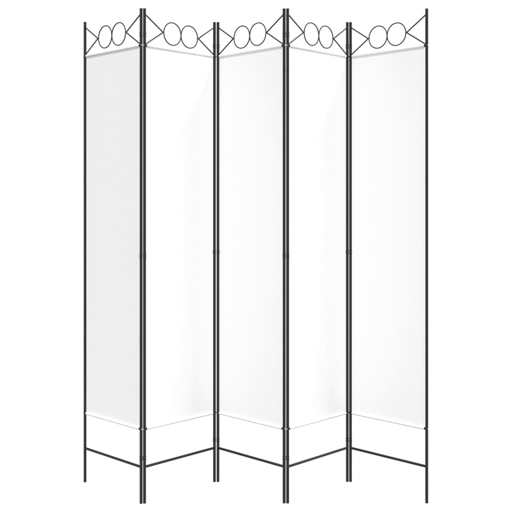 Cloison de séparation 5 panneaux Blanc 200x200 cm Tissu - XIOS