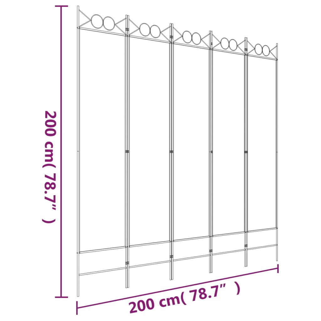 Cloison de séparation 5 panneaux Blanc 200x200 cm Tissu - XIOS