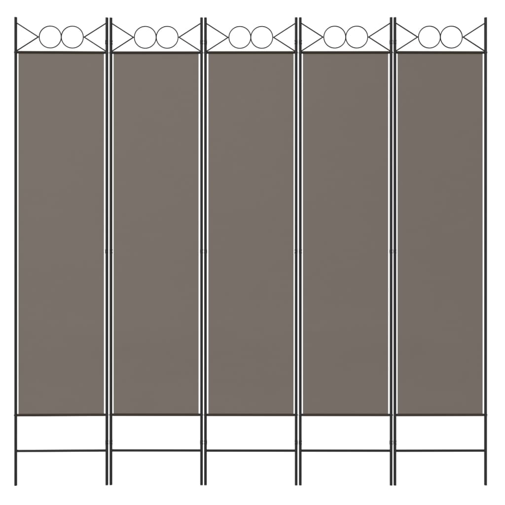 Cloison de séparation 5 panneaux Anthracite 200x200 cm Tissu - XIOS