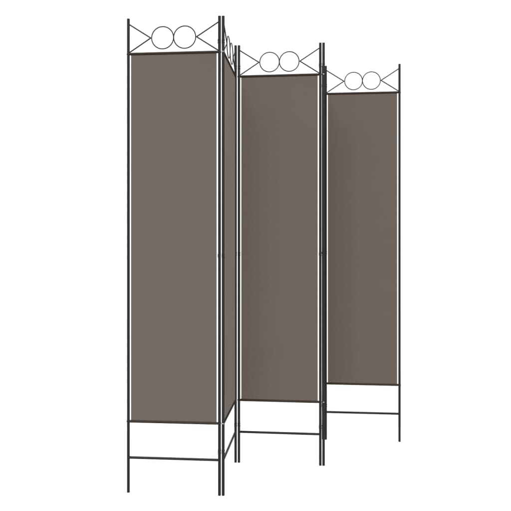 Cloison de séparation 5 panneaux Anthracite 200x200 cm Tissu - XIOS