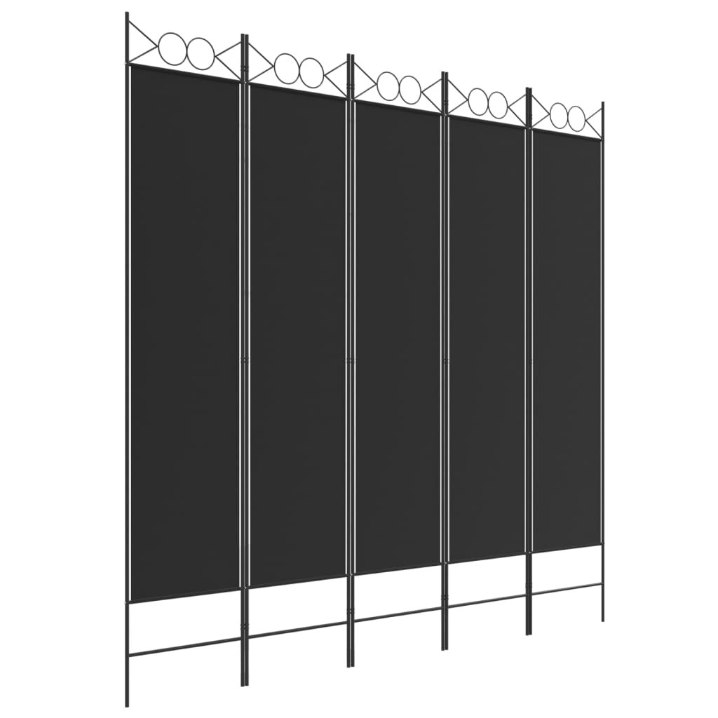 Cloison de séparation 5 panneaux Noir 200x200 cm Tissu - XIOS