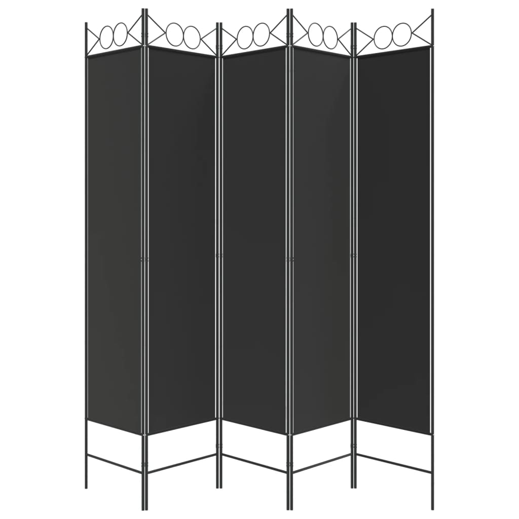 Cloison de séparation 5 panneaux Noir 200x200 cm Tissu - XIOS