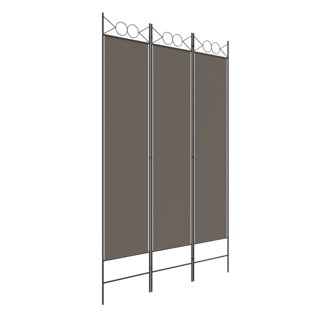 Cloison de séparation 3 panneaux Anthracite 120x220 cm Tissu - XIOS