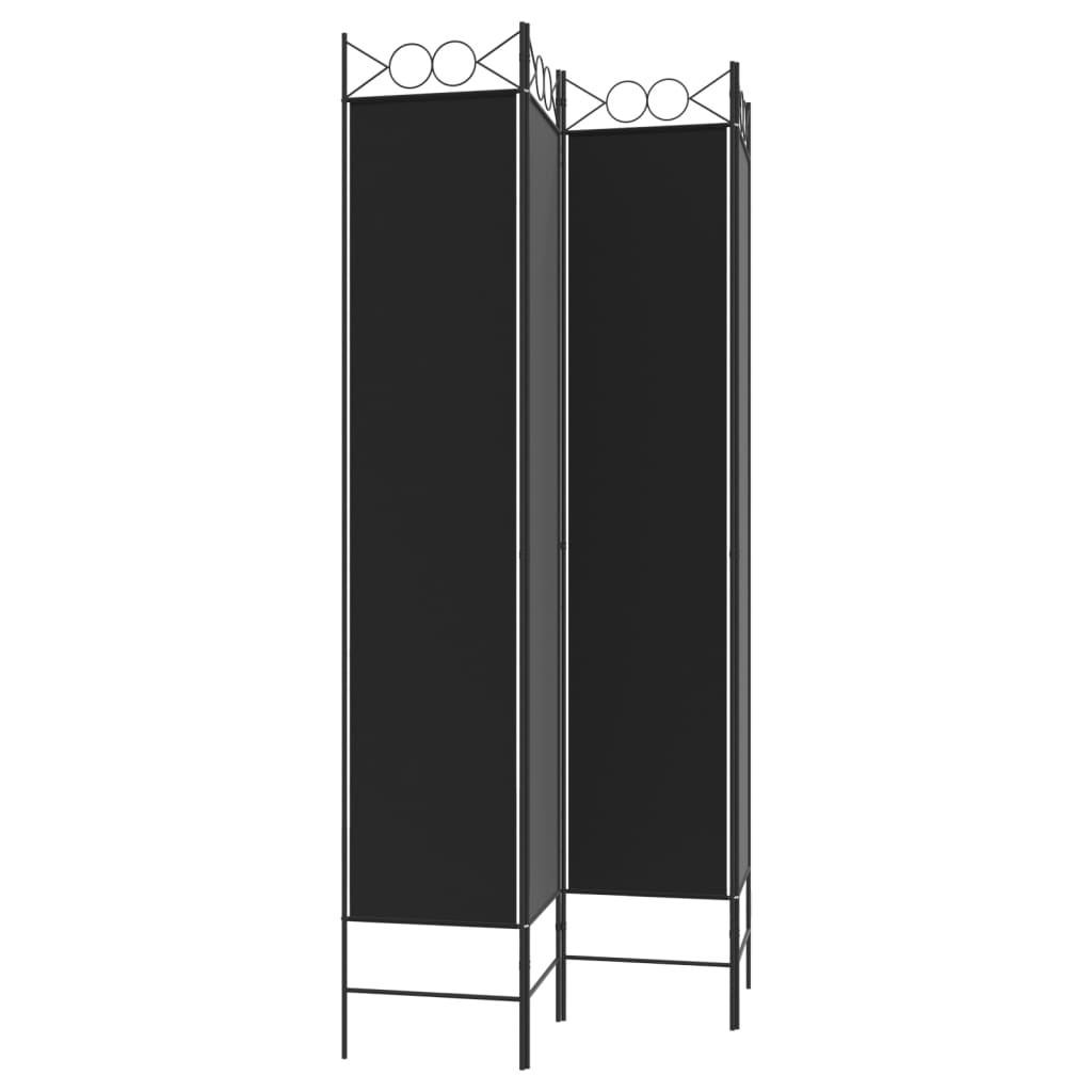 Cloison de séparation 4 panneaux Noir 160x220 cm Tissu - XIOS