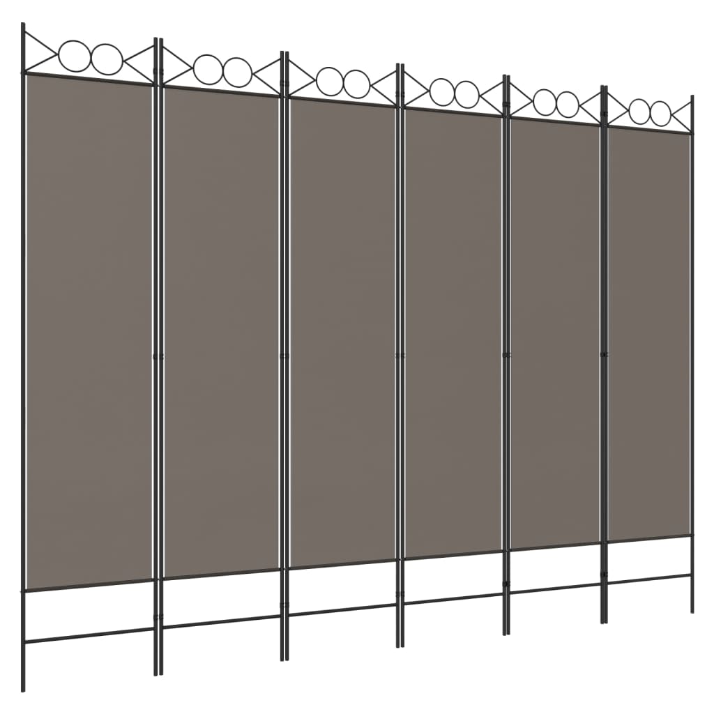 Cloison de séparation 6 panneaux Anthracite 240x220 cm Tissu - XIOS
