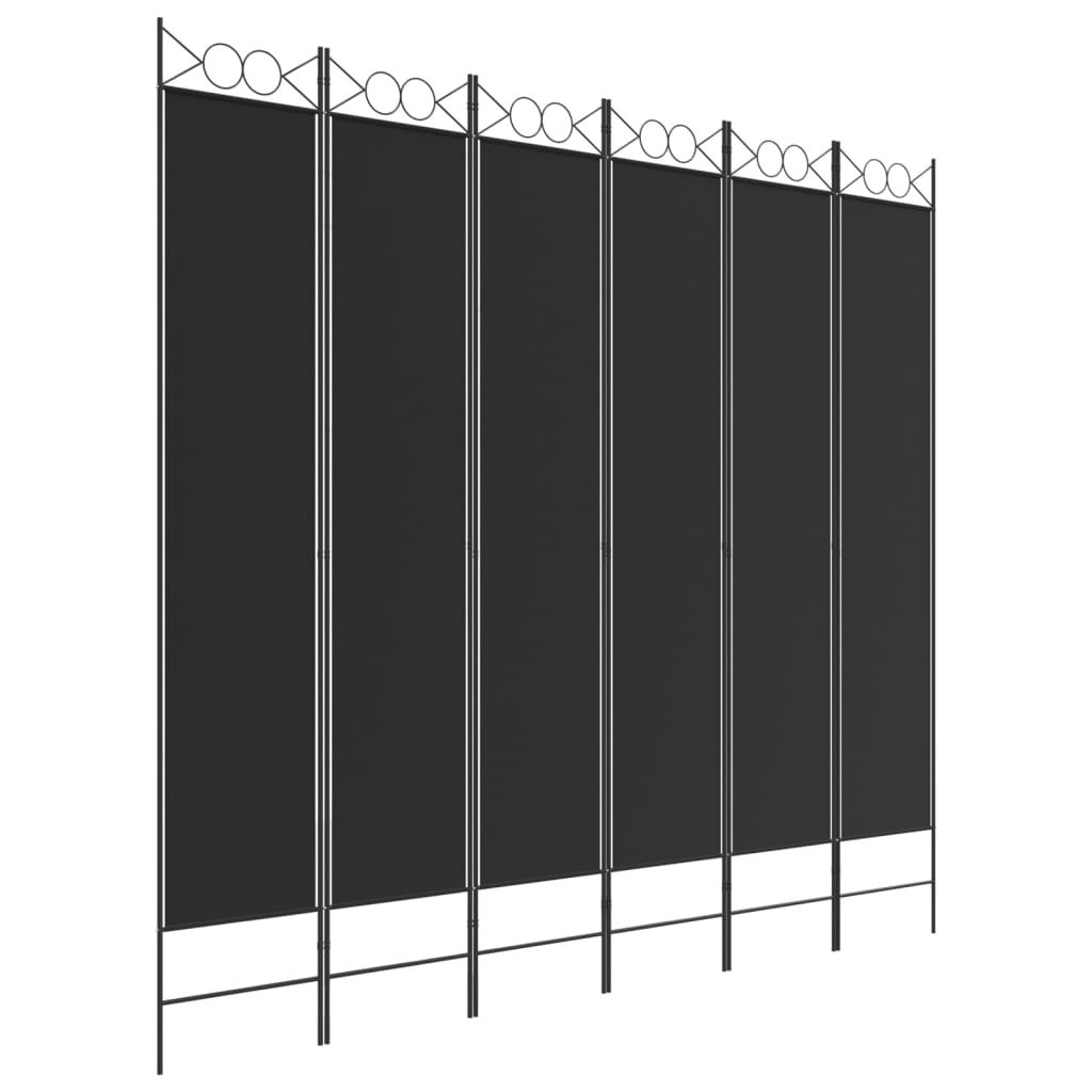 Cloison de séparation 6 panneaux Noir 240x220 cm Tissu - XIOS