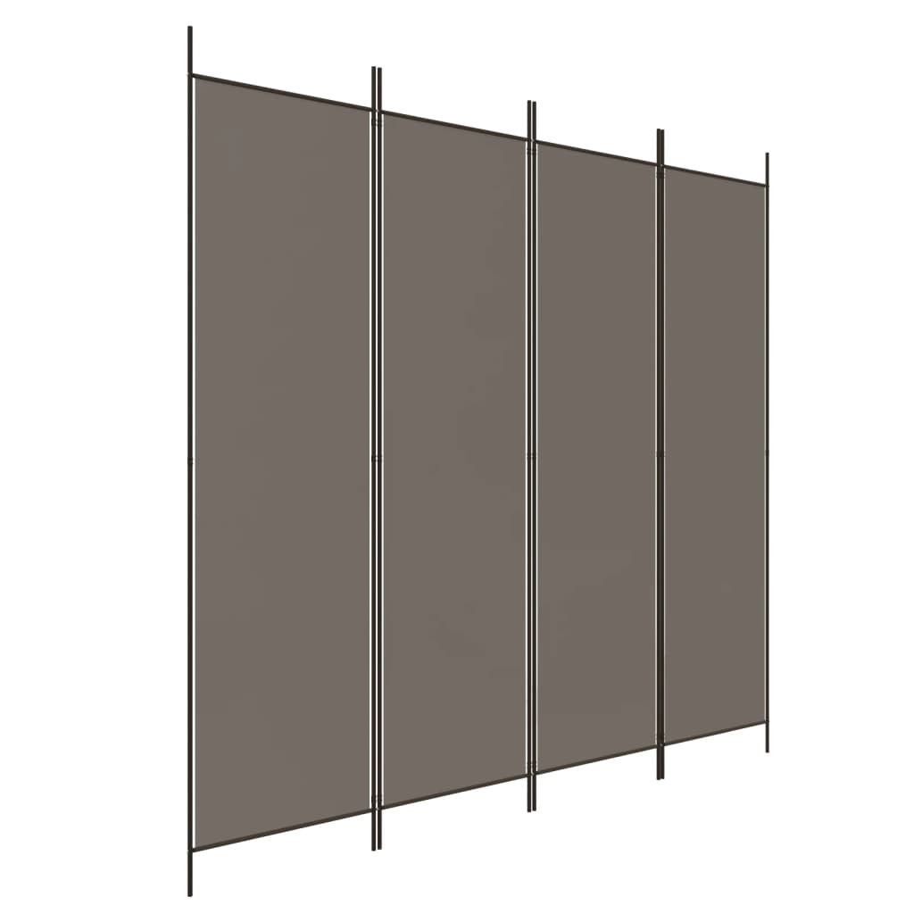Cloison de séparation 4 panneaux Anthracite 200x200 cm Tissu - XIOS