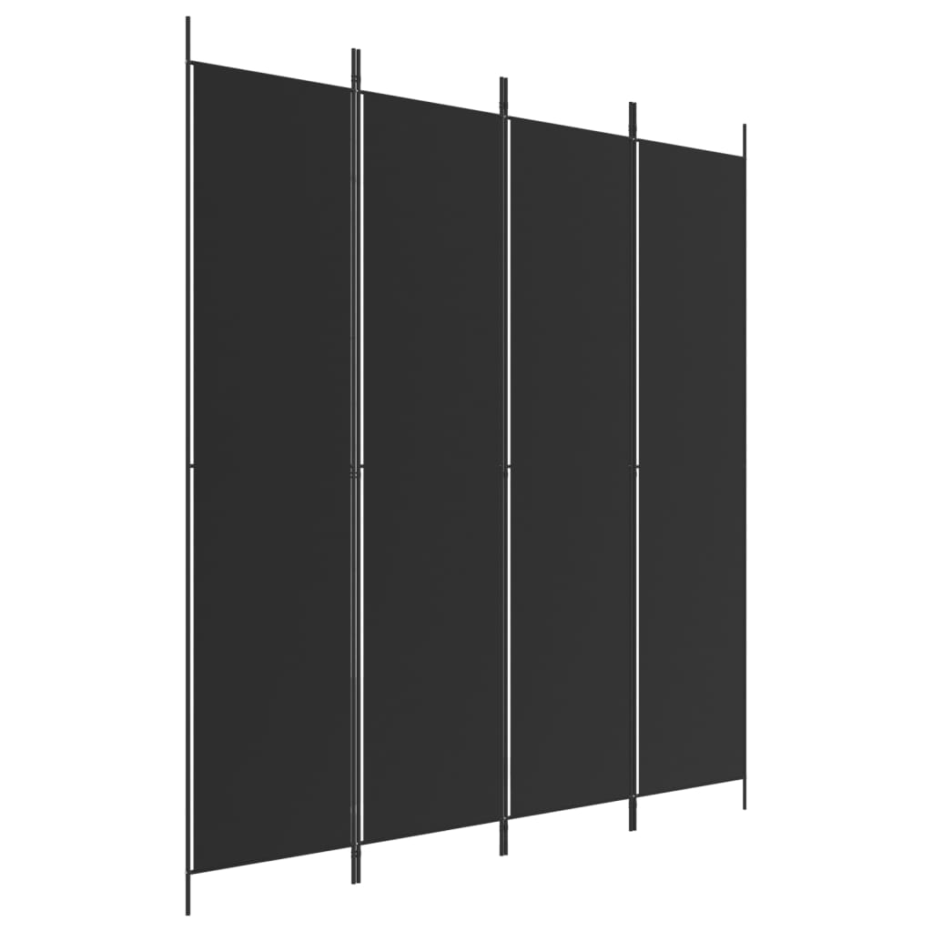 Cloison de séparation 4 panneaux Noir 200x220 cm Tissu - XIOS