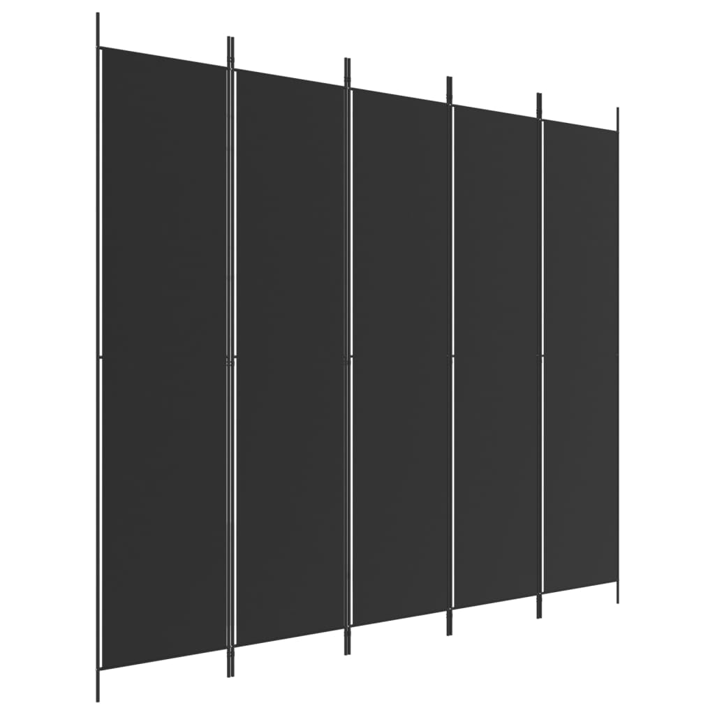 Cloison de séparation 5 panneaux Noir 250x220 cm Tissu - XIOS