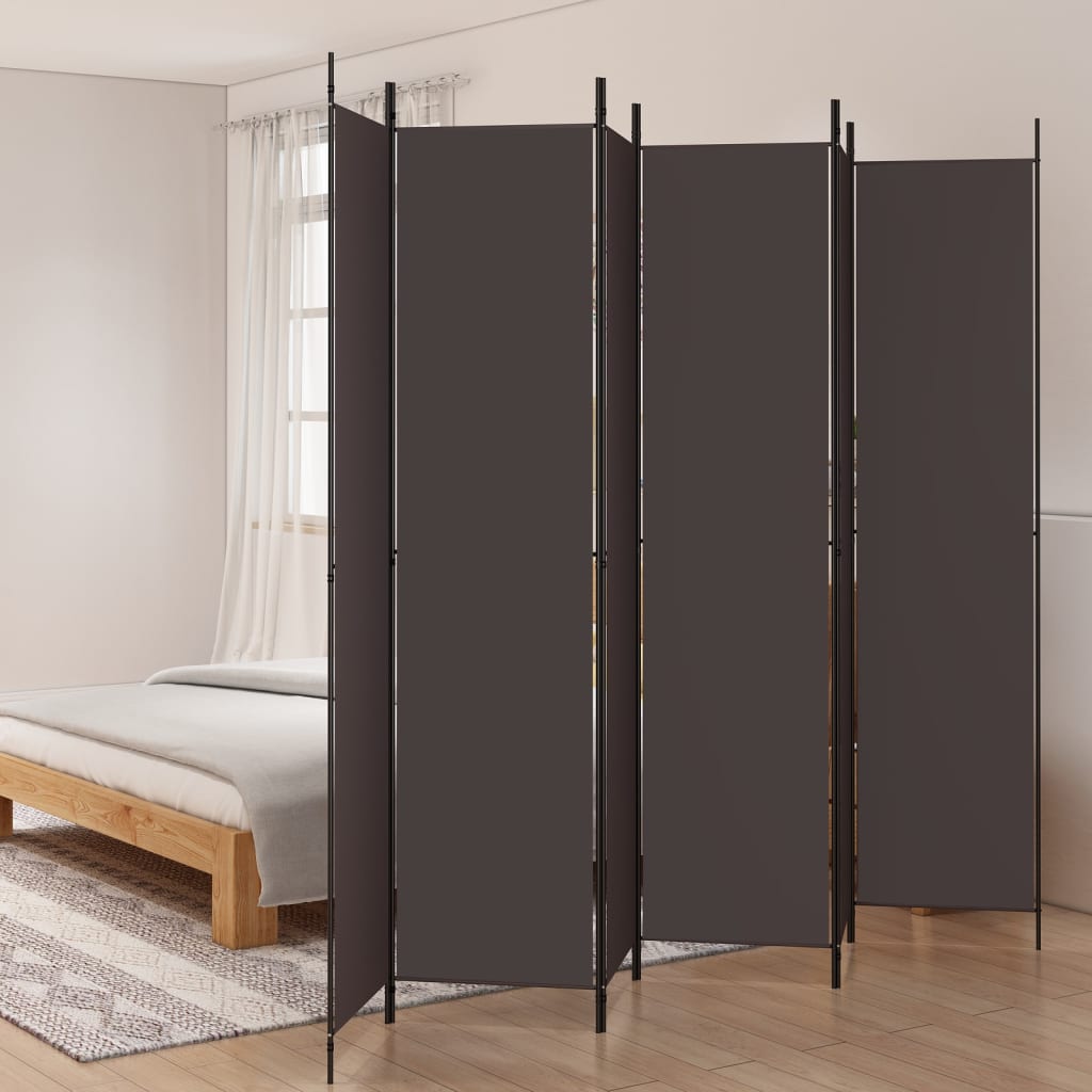 Cloison de séparation 6 panneaux Marron 300x220 cm Tissu - XIOS