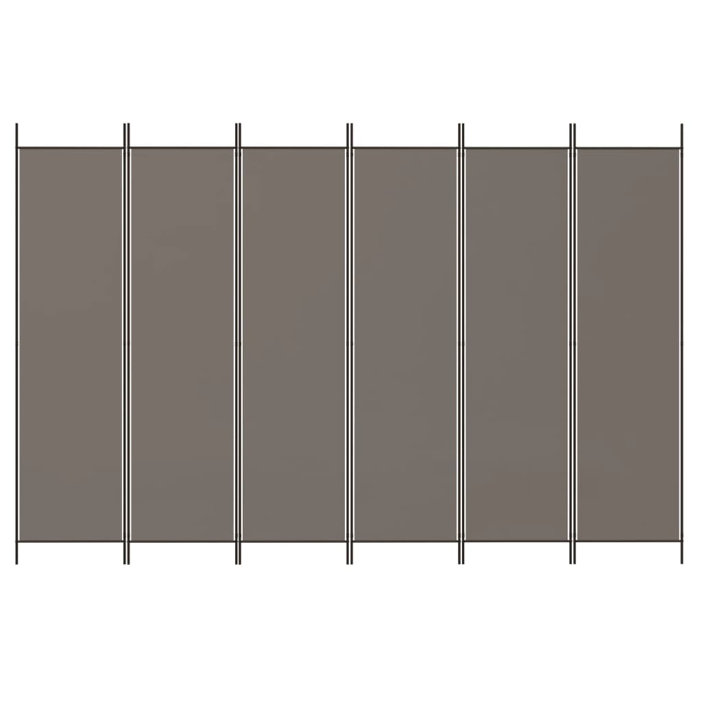 Cloison de séparation 6 panneaux Anthracite 300x220 cm Tissu - XIOS