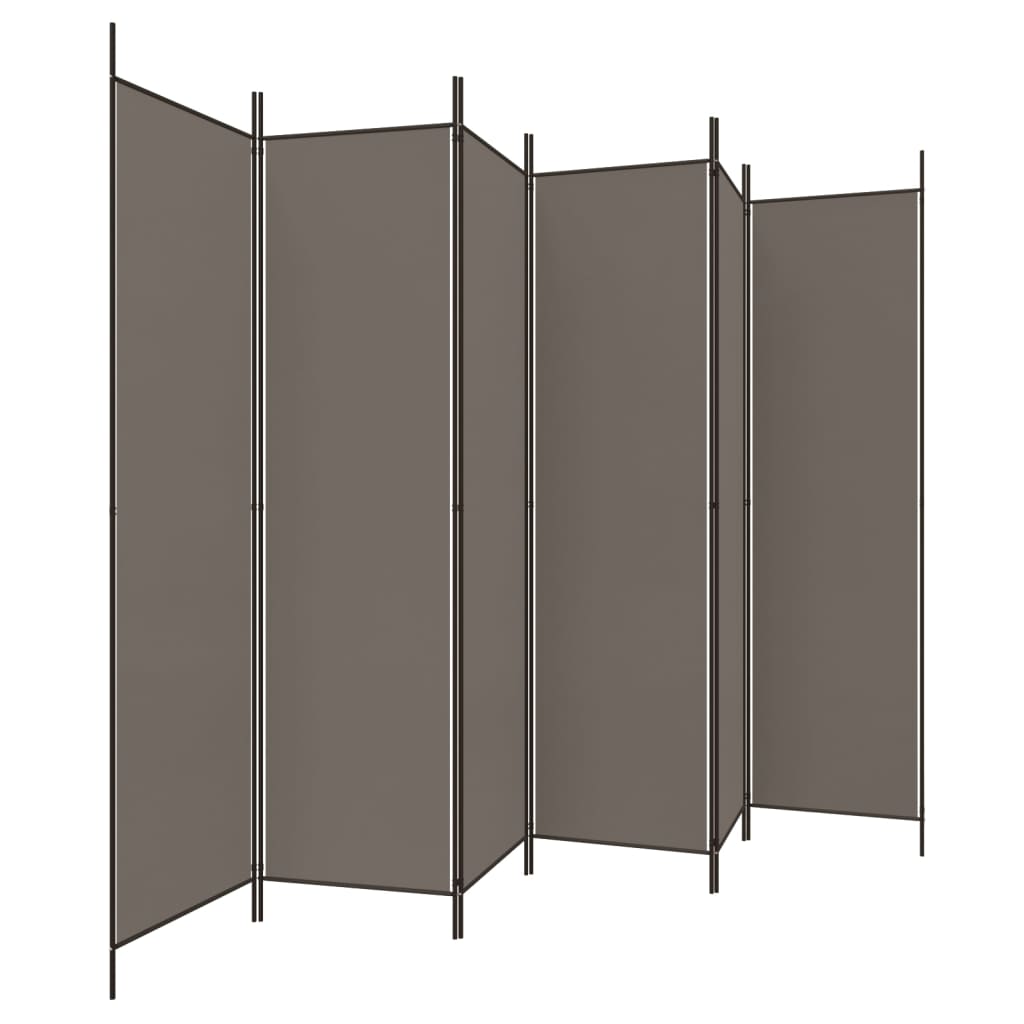 Cloison de séparation 6 panneaux Anthracite 300x220 cm Tissu - XIOS