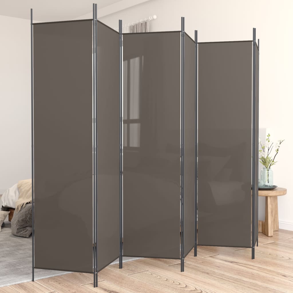 Cloison de séparation 6 panneaux Anthracite 300x220 cm Tissu - XIOS