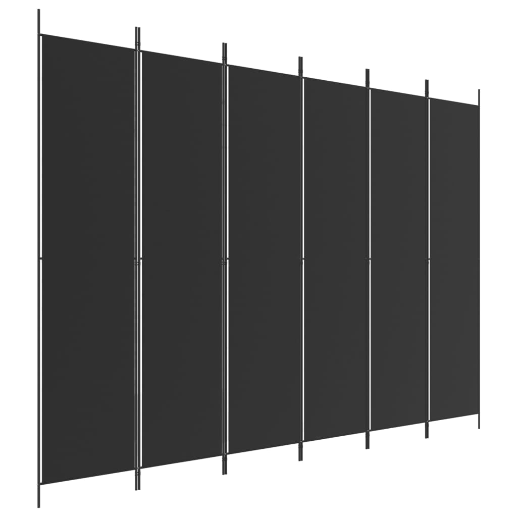 Cloison de séparation 6 panneaux Noir 300x220 cm Tissu - XIOS
