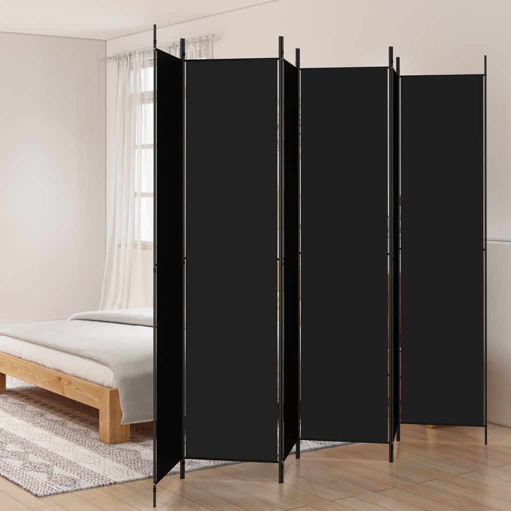 Cloison de séparation 6 panneaux Noir 300x220 cm Tissu - XIOS