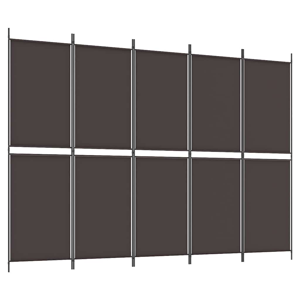 Cloison de séparation 5 panneaux Marron 250x180 cm Tissu - XIOS