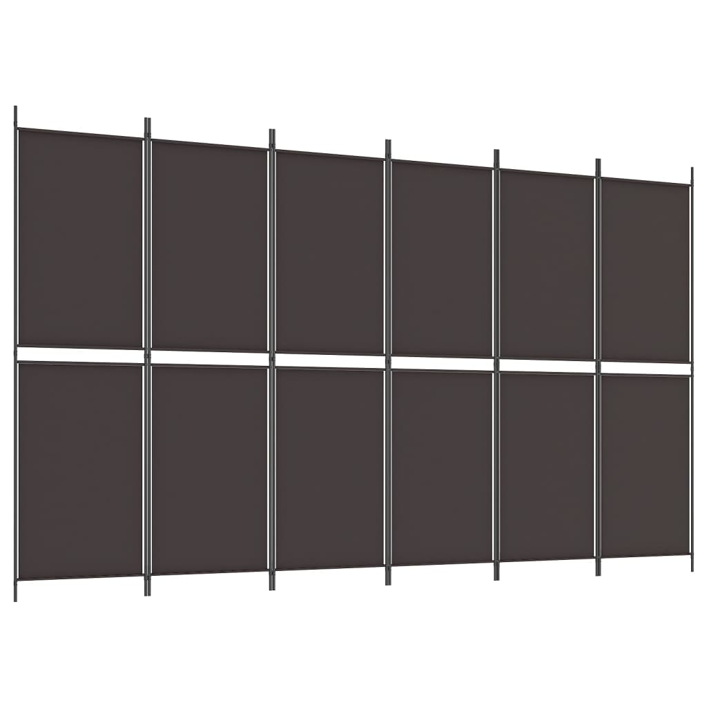 Cloison de séparation 6 panneaux Marron 300x180 cm Tissu - XIOS
