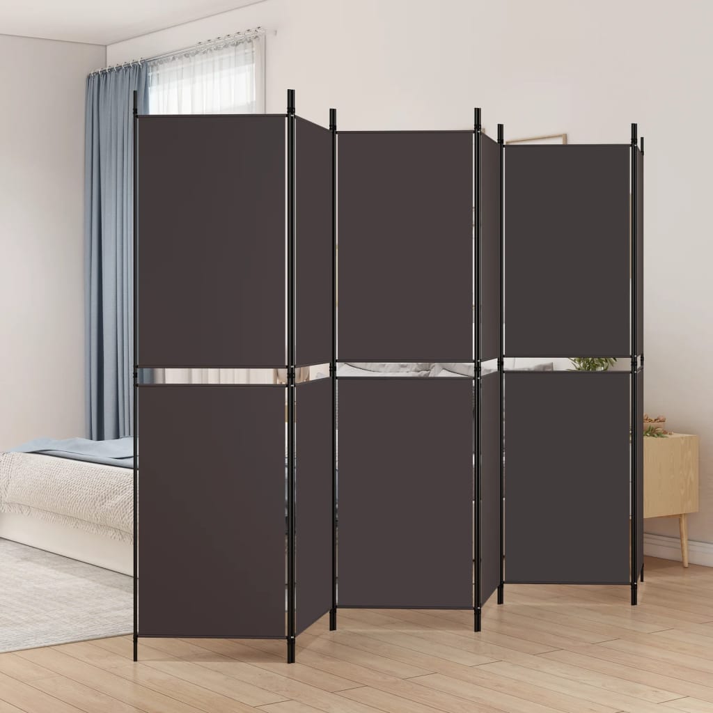 Cloison de séparation 6 panneaux Marron 300x180 cm Tissu - XIOS