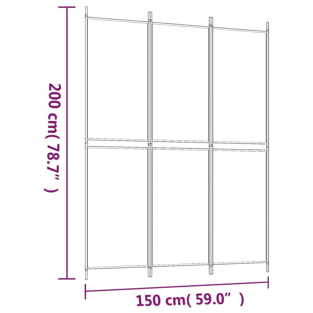 Cloison de séparation 3 panneaux Anthracite 150x200 cm Tissu - XIOS
