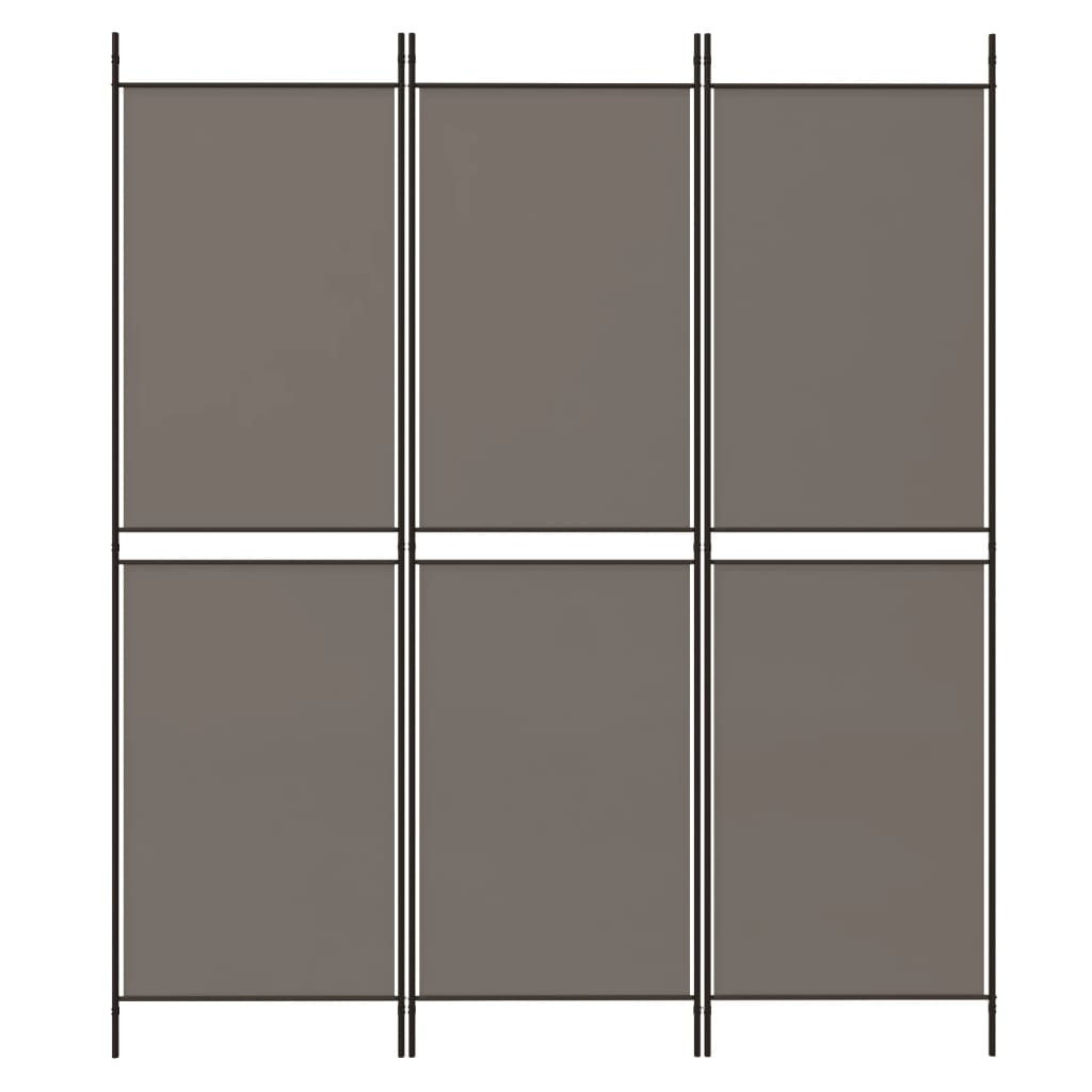 Cloison de séparation 3 panneaux Anthracite 150x220 cm Tissu - XIOS