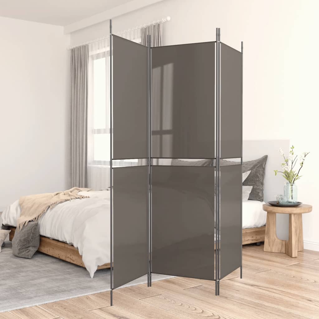 Cloison de séparation 3 panneaux Anthracite 150x220 cm Tissu - XIOS