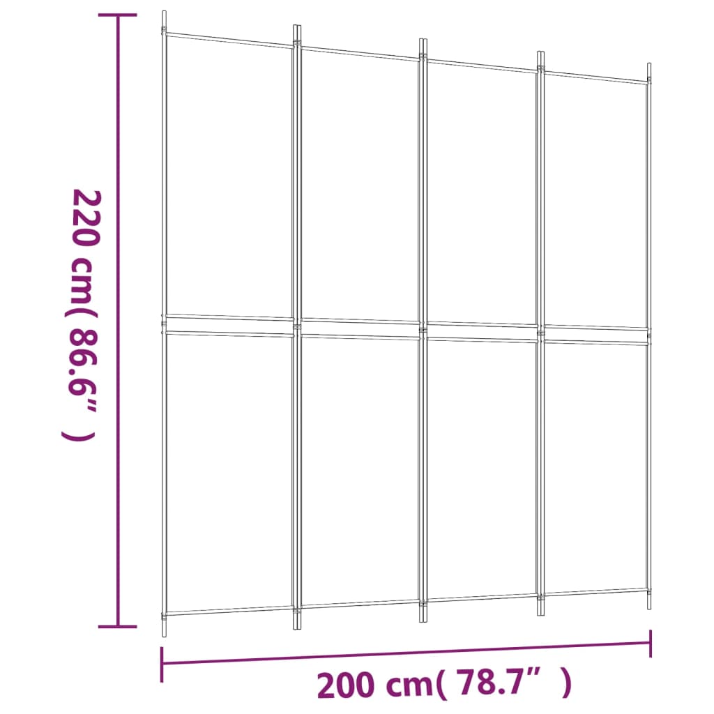 Cloison de séparation 4 panneaux Blanc 200x220 cm Tissu - XIOS