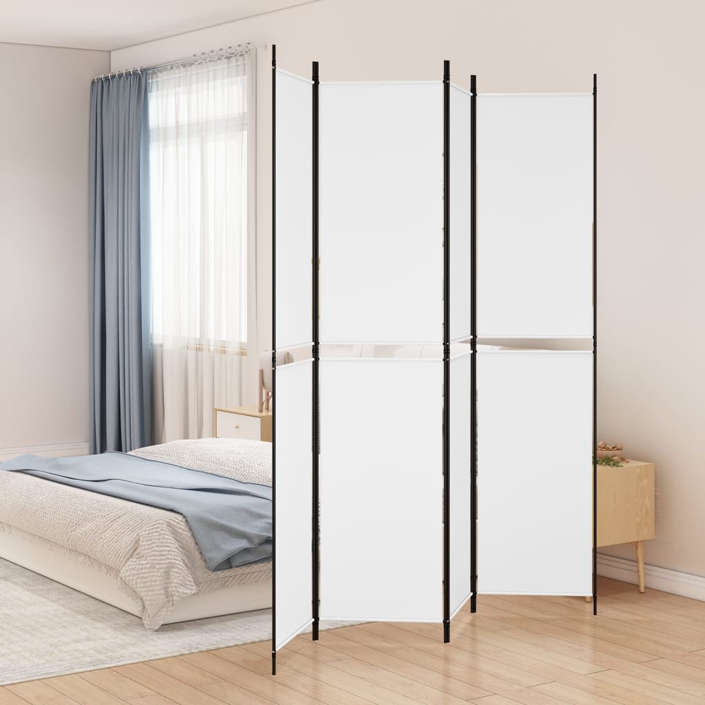 Cloison de séparation 4 panneaux Blanc 200x220 cm Tissu - XIOS