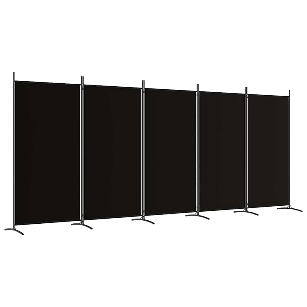 Cloison de séparation 5 panneaux Noir 433x180 cm Tissu - XIOS